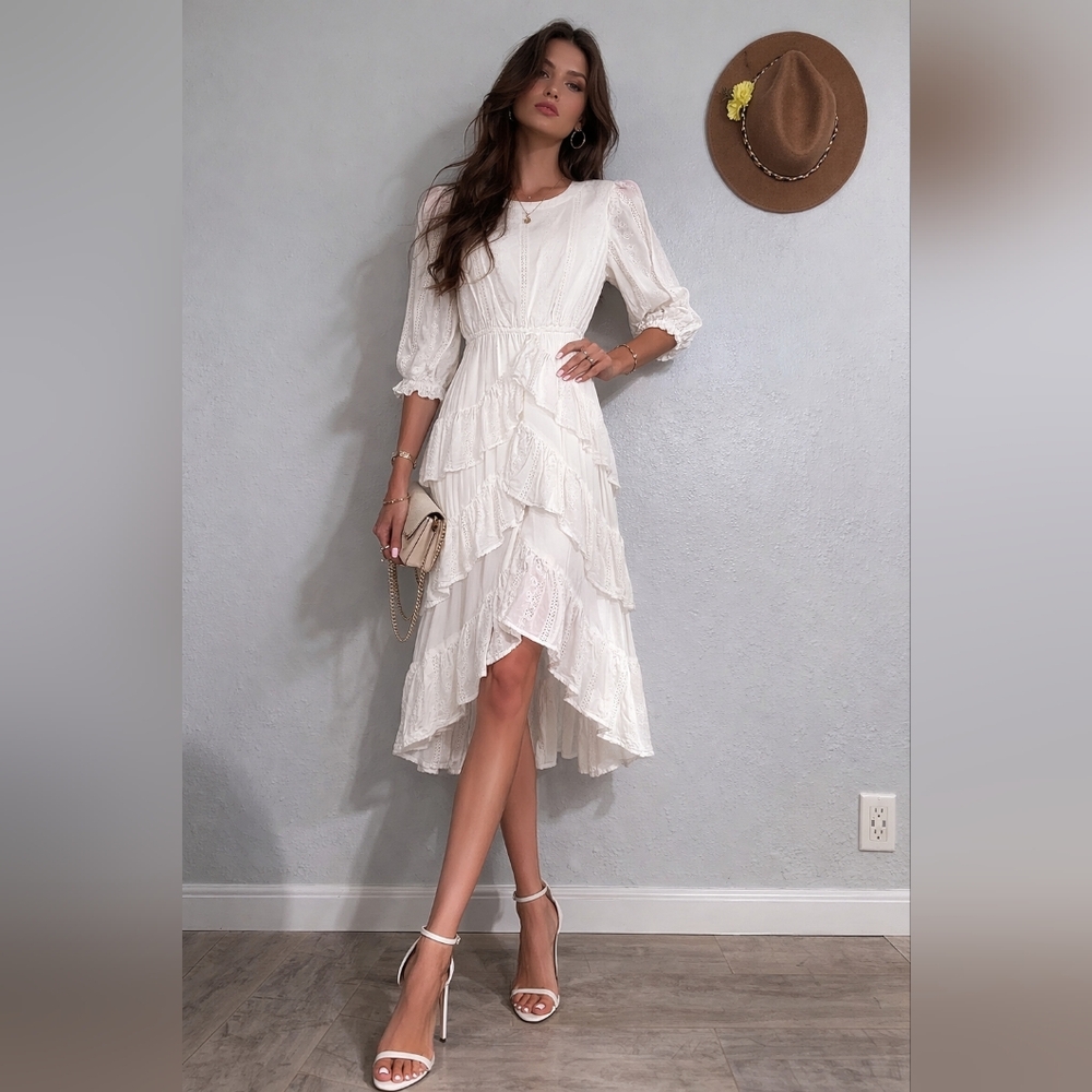 Ivy City Co Size S White High Low Dress